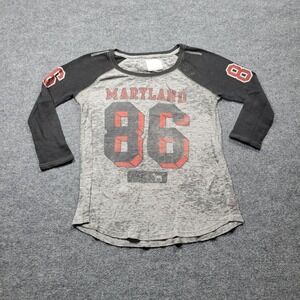 Victorias Secret PINK T Shirt Womens M Gray Maryland 3/4 Long Sleeve Graphic Top